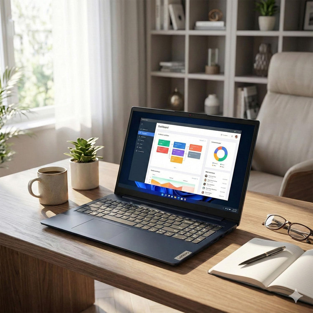 Ordinateur compact portable professionnel Lenovo IdeaPad 15,6" FHD • Microsoft Office 365 • 1,1 To de stockage • DDR4 • Processeur Intel double cœur • 1 To de stockage cloud et 128 Go de SSD • Wi-Fi 6 • Copilot AI • Windows 11 (sans souris) •