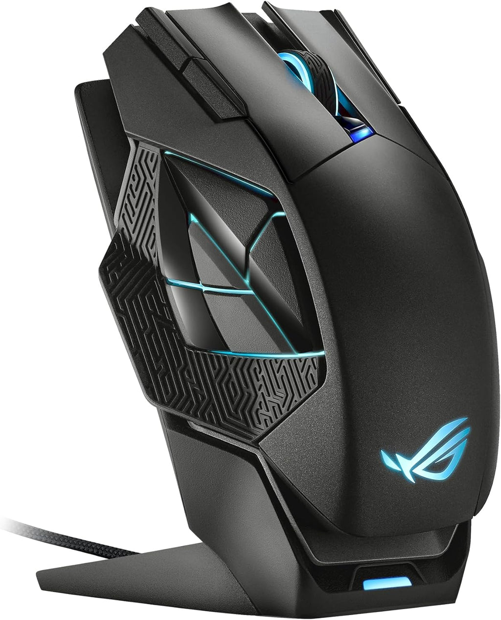 Souris gaming à connectivité sans fil ASUS ROG Spatha X – Design MMO/MOBA, 12 boutons programmables, pour droitier, 168 g, double mode (doté de connectivité filaire/2,4 GHz), 19 000 DPI, allant jusqu'à 67 h d'autonomie, station de charge magnétique…
