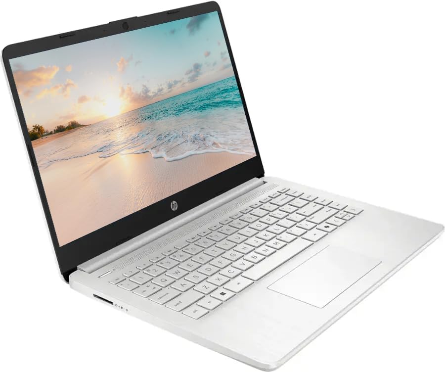 Ordinateur compact portable professionnel HP 14 LED, 16 Go de RAM, 640 Go de stockage (128 Go UFS + carte SD de 512 Go), processeur Intel Quad-Core N150, Windows 11 S et abonnement d'un an à Microsoft Office 365 inclus, écouteurs PLUSERA argentés