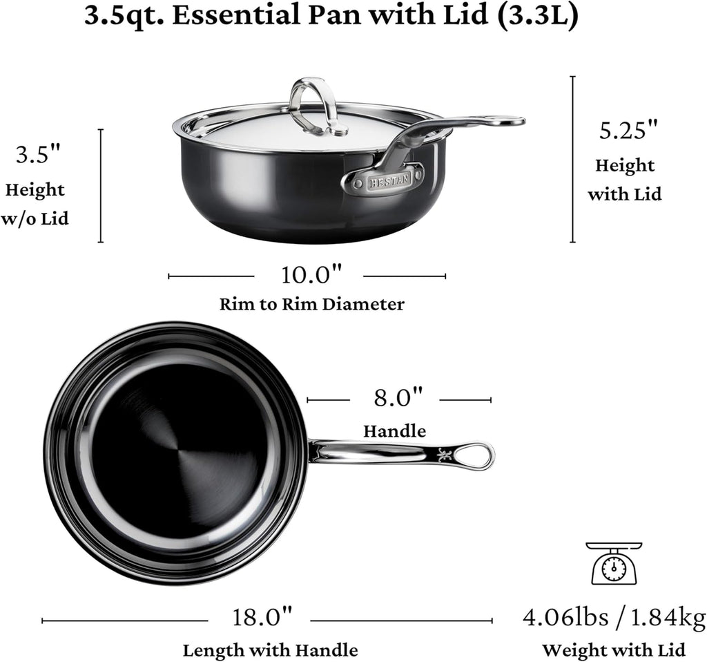 Hestan - Collection NanoBond - Poêle tout-en-un en titane, compatible doté de les plaques à induction, 3,5 litres