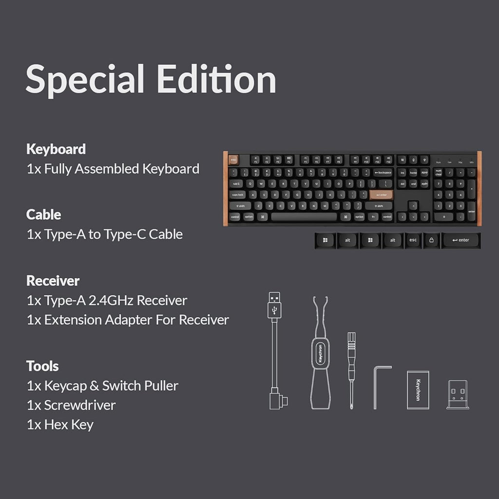 Clavier Keychron K10 HE à effet Hall, commutateurs magnétiques Gateron à double rail Nebula, clavier à connectivité sans fil tri-mode pleine taille doté de déclenchement réactif, activation réglable, RGB, châssis en aluminium et bois
