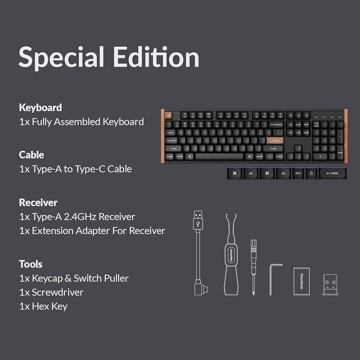 Clavier Keychron K10 HE à effet Hall, commutateurs magnétiques Gateron à double rail Nebula, clavier à connectivité sans fil tri-mode pleine taille doté de déclenchement réactif, activation réglable, RGB, châssis en aluminium et bois