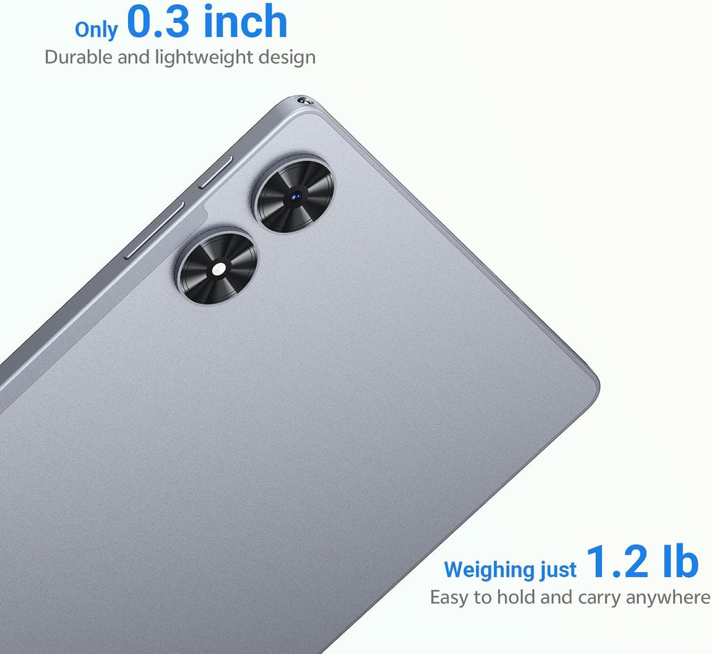 Tablette tactile 11 pouces, Android 16, processeur octocœur, 20 Go de RAM, 128 Go de ROM extensible jusqu'à 1 To, écran tactile IPS 1280 x 800, GPS, autonomie de 8 h, Wi-Fi 6, Bluetooth 5.2, double caméra 8 MP + 13 MP (Gris)