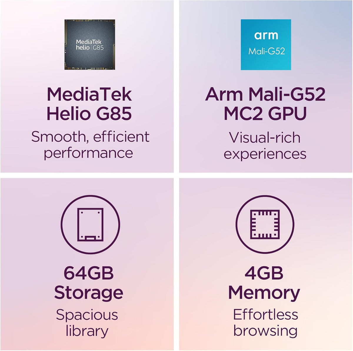 Lenovo Tab One - Tablette tactile légère - Jusqu'à 12,5 heures de streaming YouTube - Écran HD 8,7 pouces - 4 Go de mémoire - 64 Go de stockage - Processeur MediaTek Helio G85 - Étui folio inclus