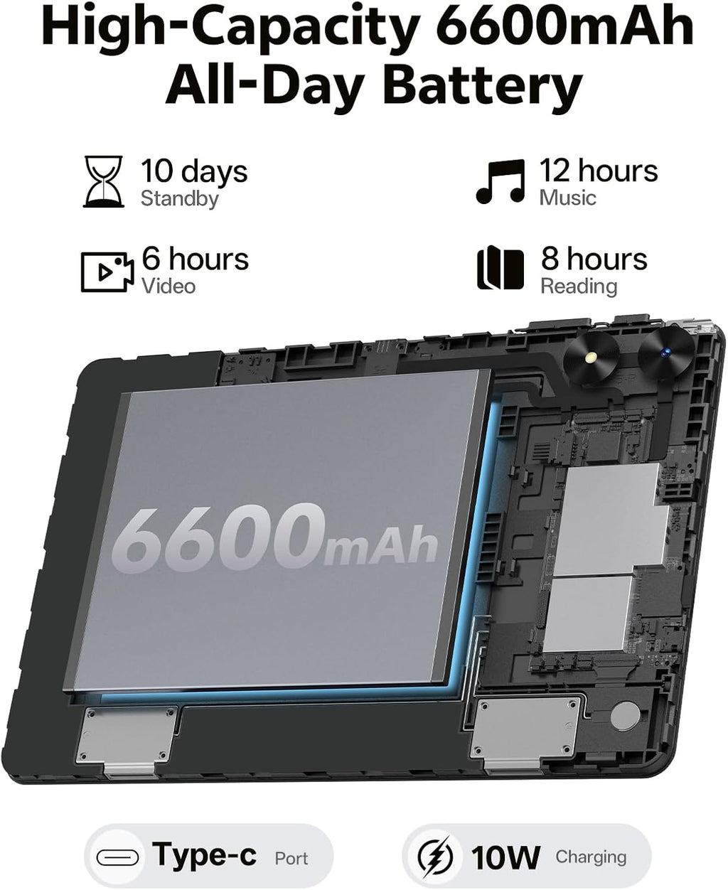 Tablette tactile Android 16 de 10,1 pouces avec processeur octocœur, 20 Go de RAM, 128 Go de ROM extensible jusqu'à 1 To, écran tactile IPS HD 1280 x 800, GPS, autonomie de 8 heures, Wi-Fi 6, Bluetooth 5.2, double caméra (Gris)