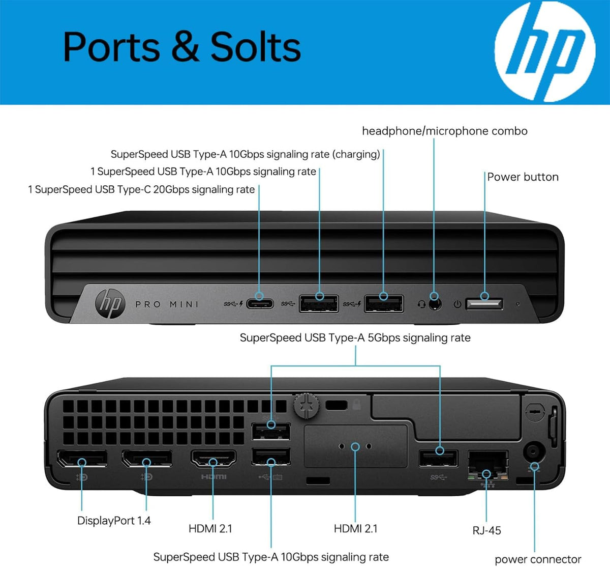 Ordinateur de bureau mini-PC HP Pro 400 G9, processeur Intel, 16 Go de RAM DDR5, SSD PCIe de 256 Go, triple affichage 4K, USB-C, conception ultra-silencieuse, Bluetooth 5.2, Wi-Fi 6, clavier et souris, Windows 11 Professionnel – Modèle pratique