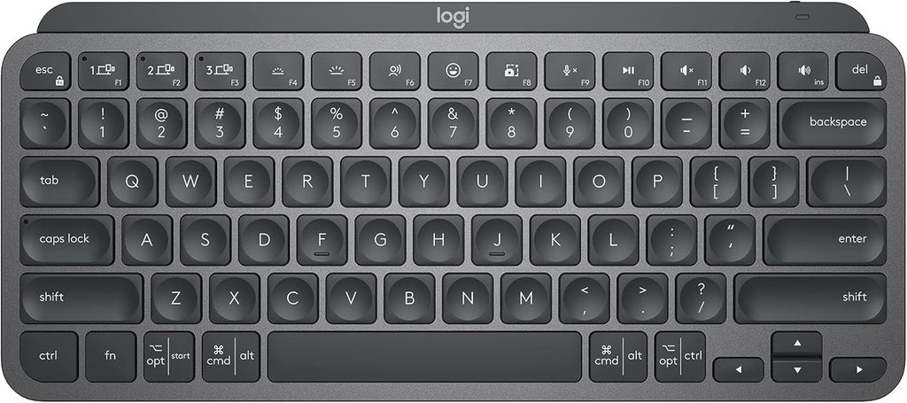 Clavier à connectivité sans fil Logitech MX Keys Mini minimaliste et rétroéclairé : au format compact, Bluetooth, USB-C, compatible doté de Apple macOS, iOS, Windows, Linux et Android. Boîtier en métal – Graphite.