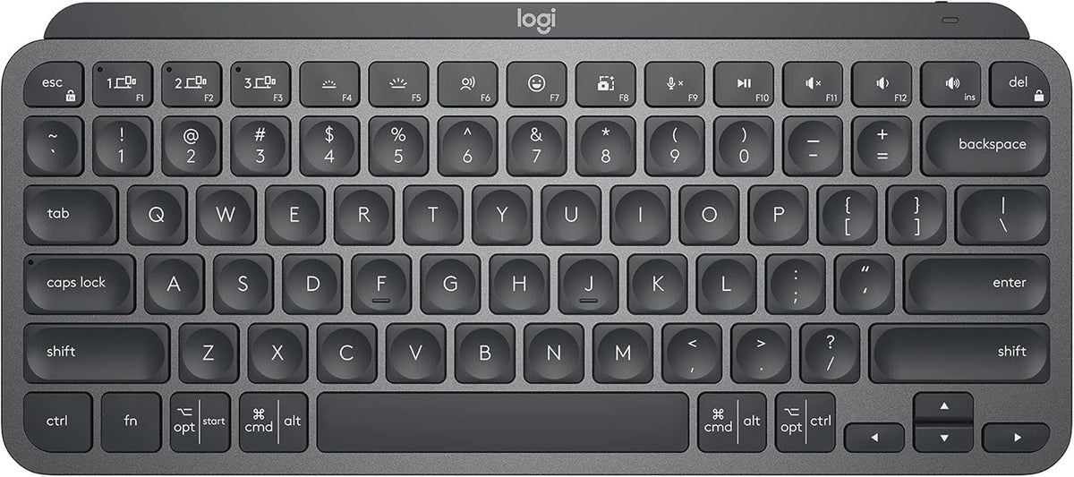 Clavier à connectivité sans fil Logitech MX Keys Mini minimaliste et rétroéclairé : au format compact, Bluetooth, USB-C, compatible doté de Apple macOS, iOS, Windows, Linux et Android. Boîtier en métal – Graphite.
