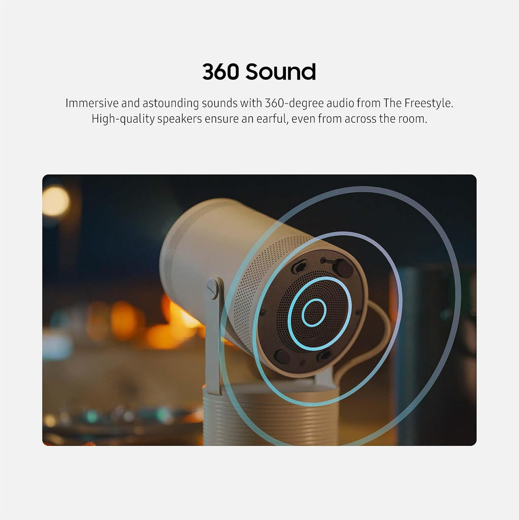 SAMSUNG 30” - 100” The Freestyle doté de Gaming Hub Projecteur facile à transporter Intelligent FHD HDR Grande Écran pour une Expérience Home Cinéma Son 360° SP-LFF3CLAXZA Modèle 2023 (Reconditionné)