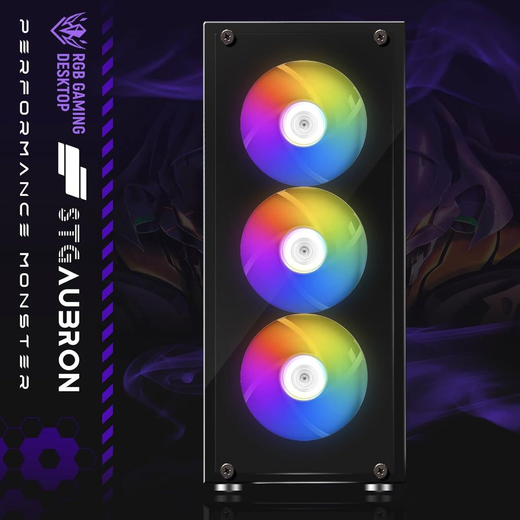 PC de bureau gaming STGAubron : processeur AMD Ryzen 5 2600 allant jusqu'à 3,9 GHz, carte graphique GeForce RTX 2060 6 Go, 16 Go de RAM DDR4, SSD 512 Go, Wi-Fi 600M, Bluetooth 5.0, 4 ventilateurs RGB, Windows 11 Famille