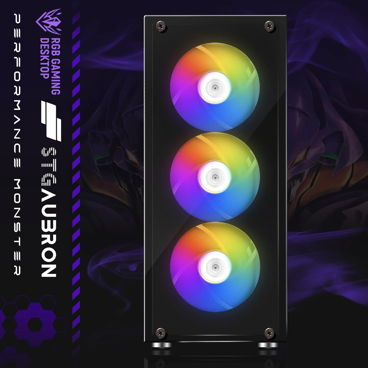 PC de bureau gaming STGAubron : processeur AMD Ryzen 5 2600 allant jusqu'à 3,9 GHz, carte graphique GeForce RTX 2060 6 Go, 16 Go de RAM DDR4, SSD 512 Go, Wi-Fi 600M, Bluetooth 5.0, 4 ventilateurs RGB, Windows 11 Famille