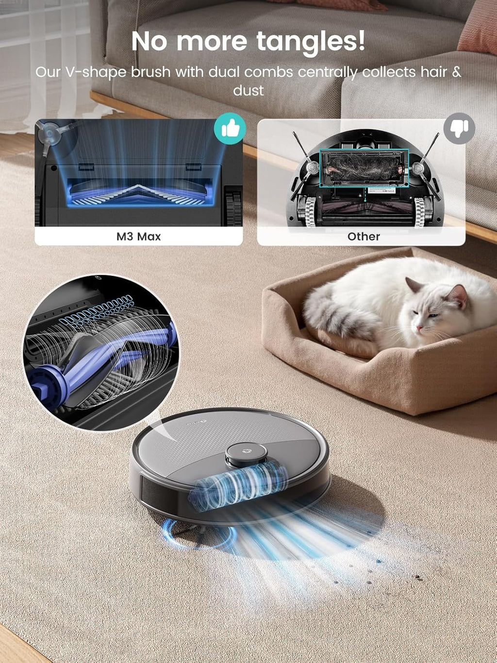 Aspirateur et laveur robot Lefant LiDAR, aspiration de 20 000 Pa, vidage automatique après 90 jours, détection d'obstacles, lavage et séchage automatiques, adapté à les poils d'animaux et les tapis, compatible Wi-Fi 5G, Alexa/application/Apple…