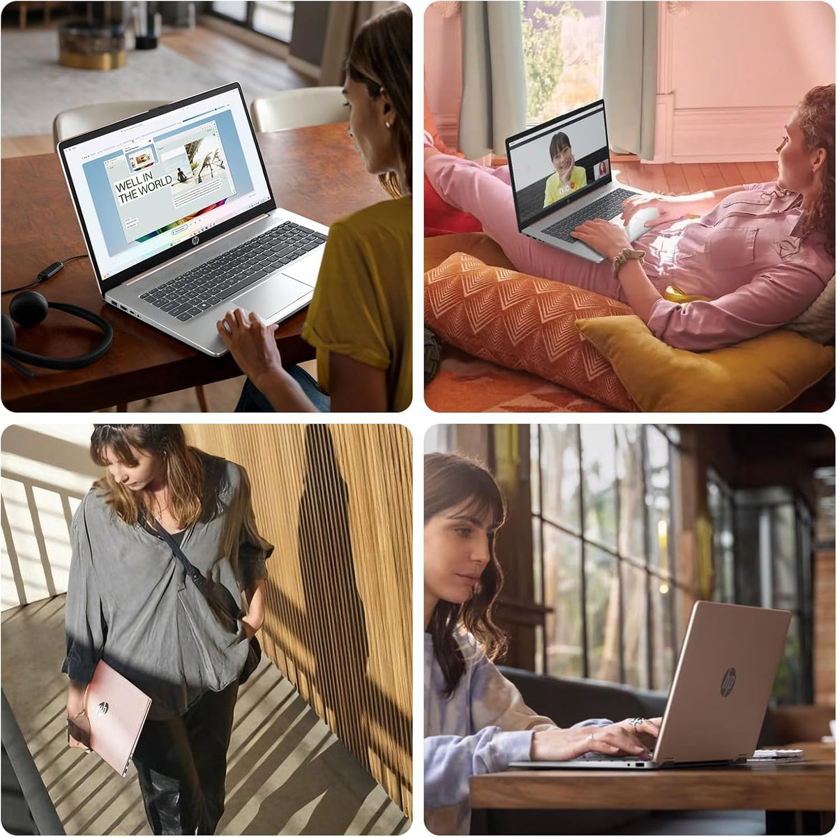 Ordinateur compact portable HP 17 : grand écran HD+ de 17,3 pouces, idéal pour les professionnels. Processeur Intel Core i5 de 13e génération (10 cœurs), Windows 11 Pro, clavier rétroéclairé, lecteur d'empreintes digitales, finition or rose, 32 Go