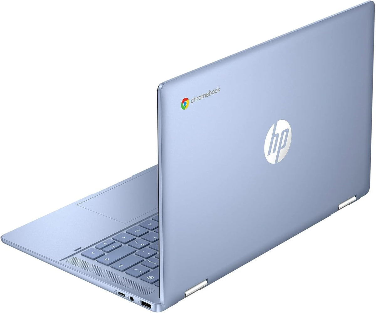 Chromebook convertible 2-en-1 HP bleu, écran tactile FHD 14 pouces, processeur Intel quadricœur jusqu'à 3,40 GHz, 4 Go de RAM, 64 Go de stockage, graphismes 4K, Wi-Fi ultra-rapide, Chrome OS (14b - Reconditionné)