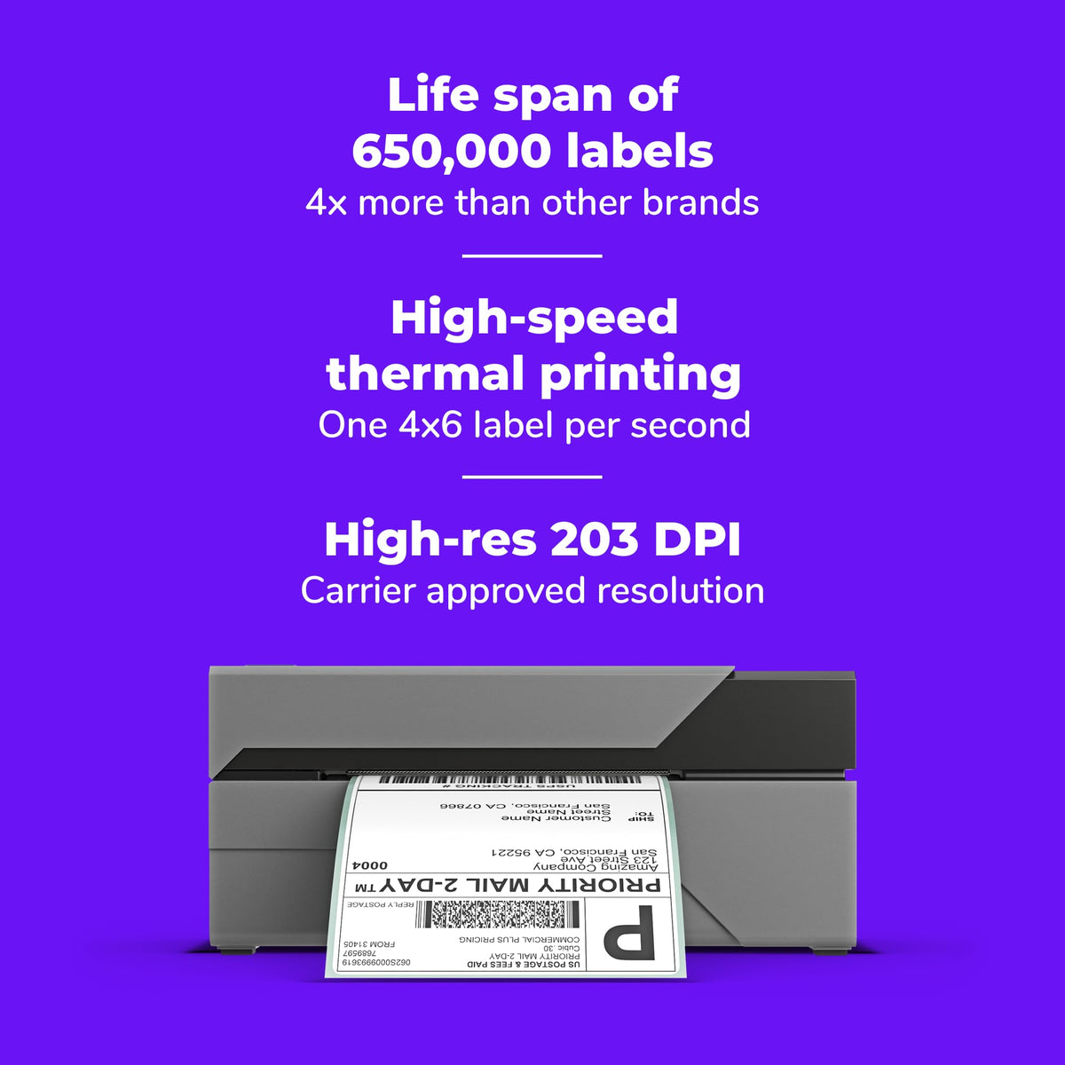 Imprimante d'étiquettes d'expédition USB ROLLO - Étiqueteuse thermique 4x6 – Modèle pratique