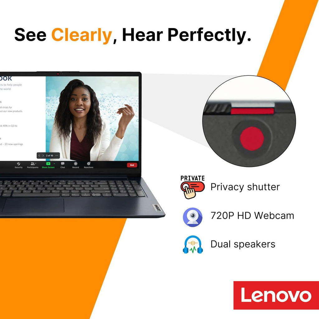 Ordinateur compact portable professionnel Lenovo IdeaPad 15,6" FHD • Microsoft Office 365 • 1,1 To de stockage • DDR4 • Processeur Intel double cœur • 1 To de stockage cloud et 128 Go de SSD • Wi-Fi 6 • Copilot AI • Windows 11 (sans souris) •