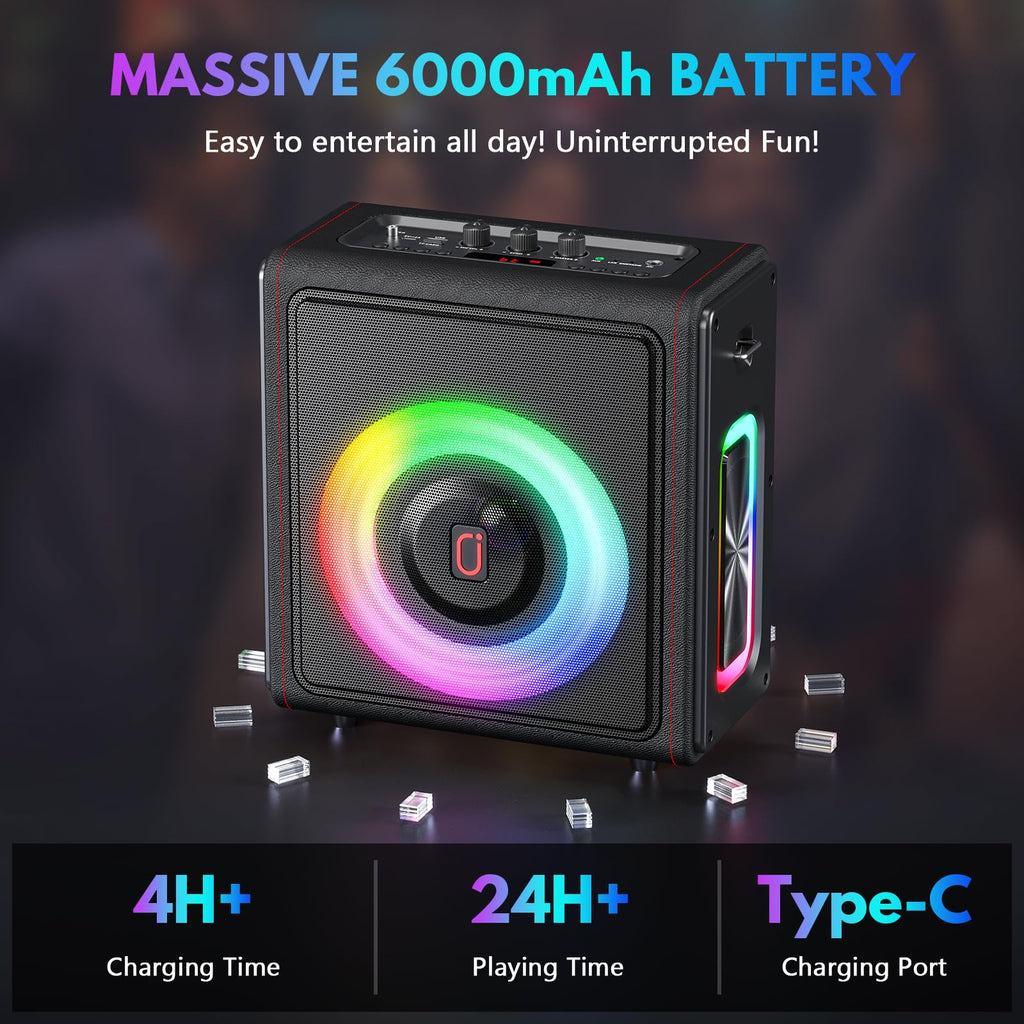 Machine de karaoké PPMIC doté de Bluetooth 5.3 et 2 microphones