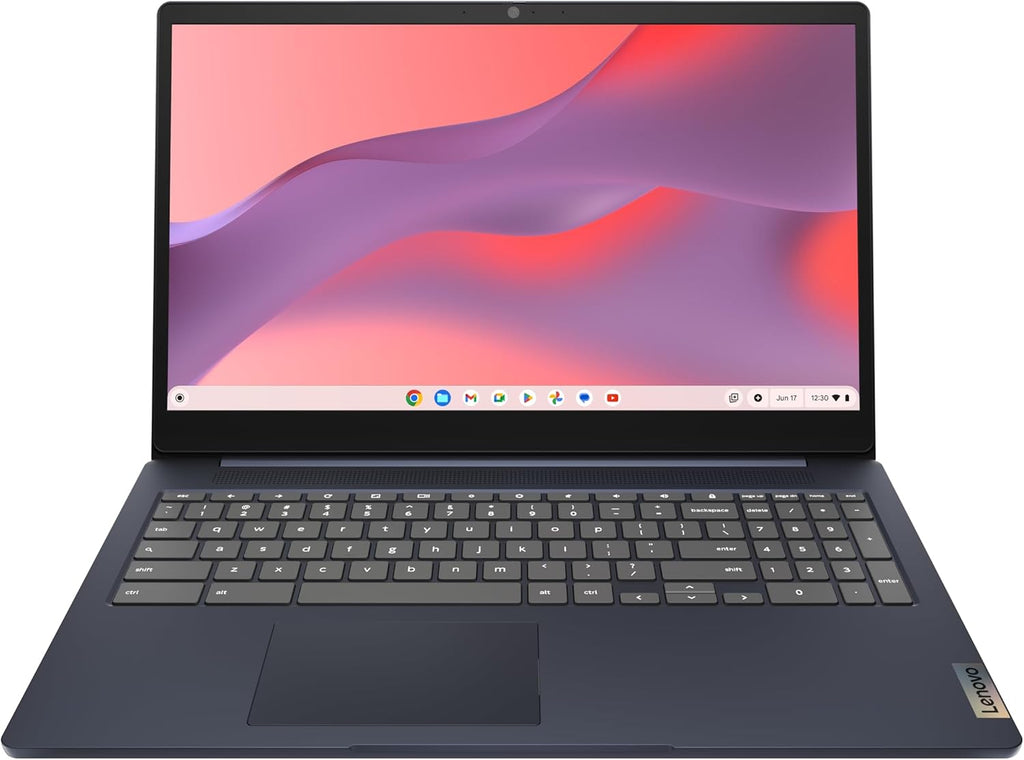 Chromebook Lenovo IdeaPad 3i, écran FHD 15,6 pouces, processeur Intel Celeron N4500, 8 Go de RAM, 64 Go de stockage eMMC, résolution 1920 x 1080 pixels, webcam 720p, Chrome OS, bleu abysse