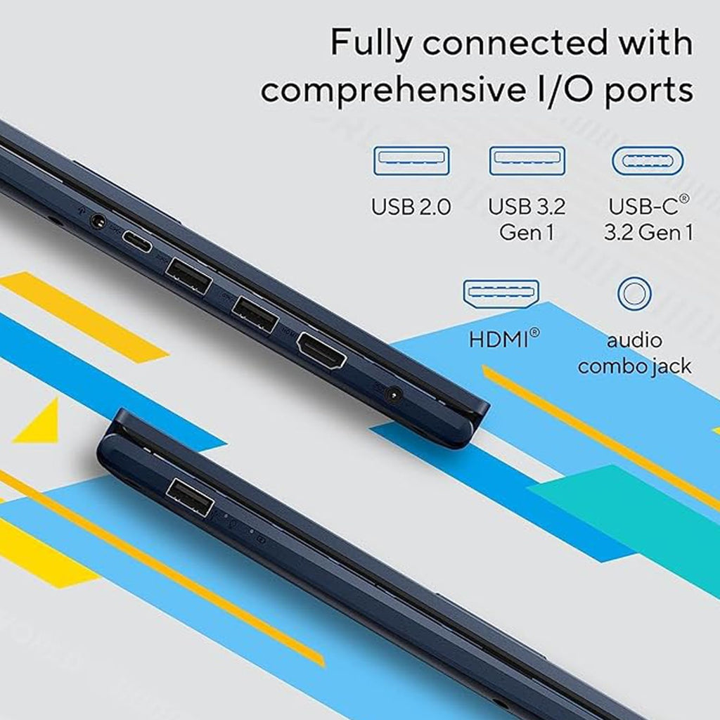 Ordinateur compact portable ASUS Vivobook 14 pouces, écran FHD, processeur i3-1215U, 16 Go de RAM, SSD de 512 Go, Wi-Fi 6, HDMI, webcam, pavé tactile, Windows 11 Famille, bleu