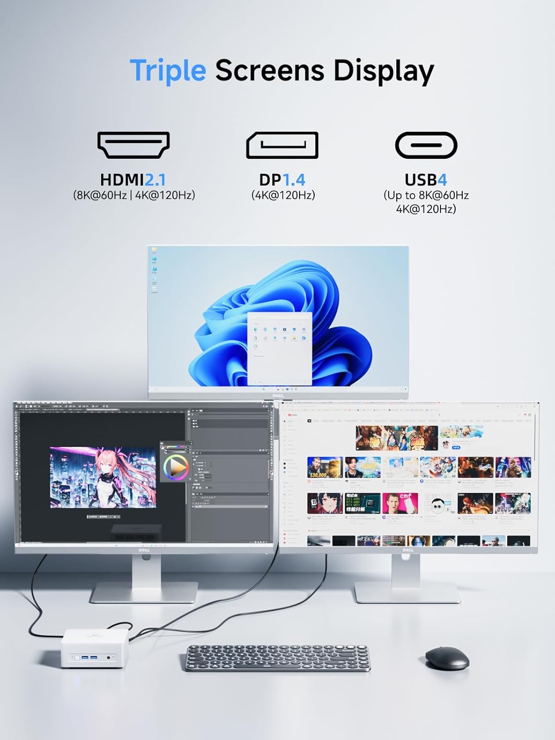 MINISFORUM UM880 Plus Mini PC Barebone AMD Ryzen 7 8845HS (8 cœurs/16 threads allant jusqu'à 5,1 GHz) Mini-ordinateurs sans RAM/SSD/OS Sortie vidéo HDMI/DP/USB4 OCuLink 2,5G LAN 5 ports USB Carte graphique Radeon 780M