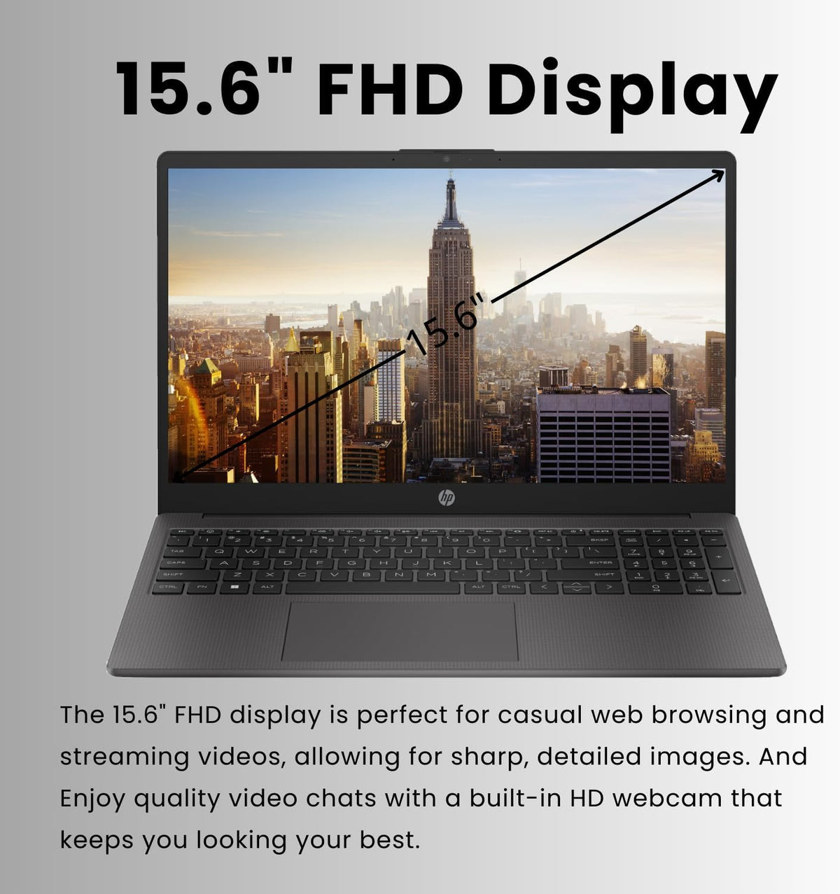 Ordinateur compact portable professionnel HP 255 G10 15,6" FHD, processeur AMD Ryzen 7 7730U, 32 Go de RAM, SSD PCIe 1 To, pavé numérique, webcam, Wi-Fi 6, HDMI, Windows 11 Pro, noir