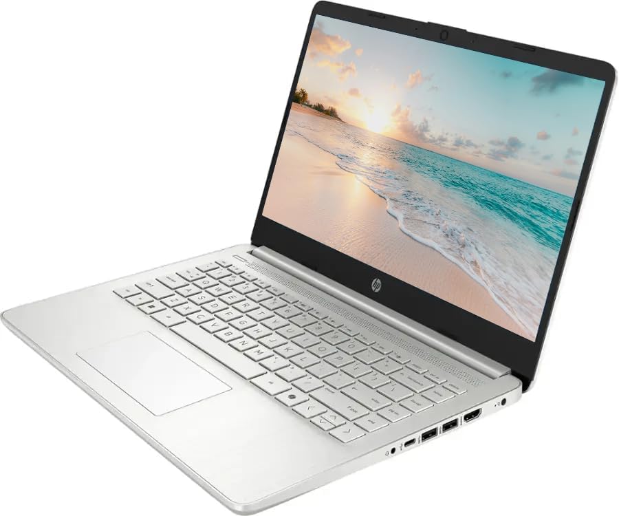 Ordinateur compact portable professionnel HP 14 LED, 16 Go de RAM, 640 Go de stockage (128 Go UFS + carte SD de 512 Go), processeur Intel Quad-Core N150, Windows 11 S et abonnement d'un an à Microsoft Office 365 inclus, écouteurs PLUSERA argentés