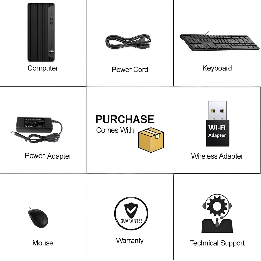 Ordinateur de bureau HP ProDesk 600 MT pour la comptabilité et le traitement des données : processeur Intel i5-10400F à 6 cœurs, 16 Go de RAM, SSD PCIe de 1 To, adaptateur Wi-Fi, clavier et souris, Windows 11 Professionnel, noir de jais. – Modèle…