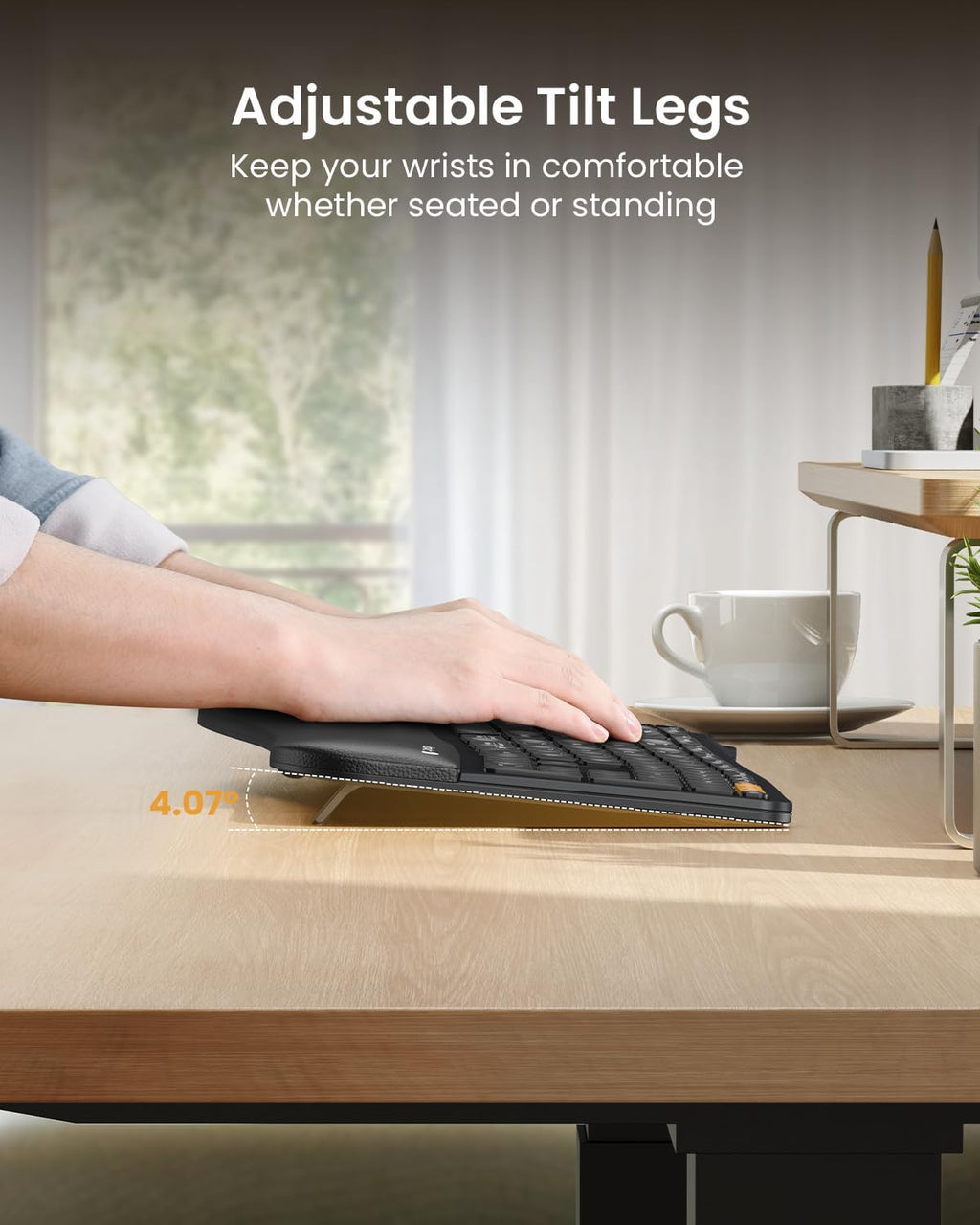 Clavier ergonomique Bluetooth rétroéclairé ProtoArc EK01 Plus, clavier à connectivité sans fil complet divisé doté de double connectivité Bluetooth et USB, repose-poignets rembourré, rechargeable, compatible Windows/Mac/Android, noir