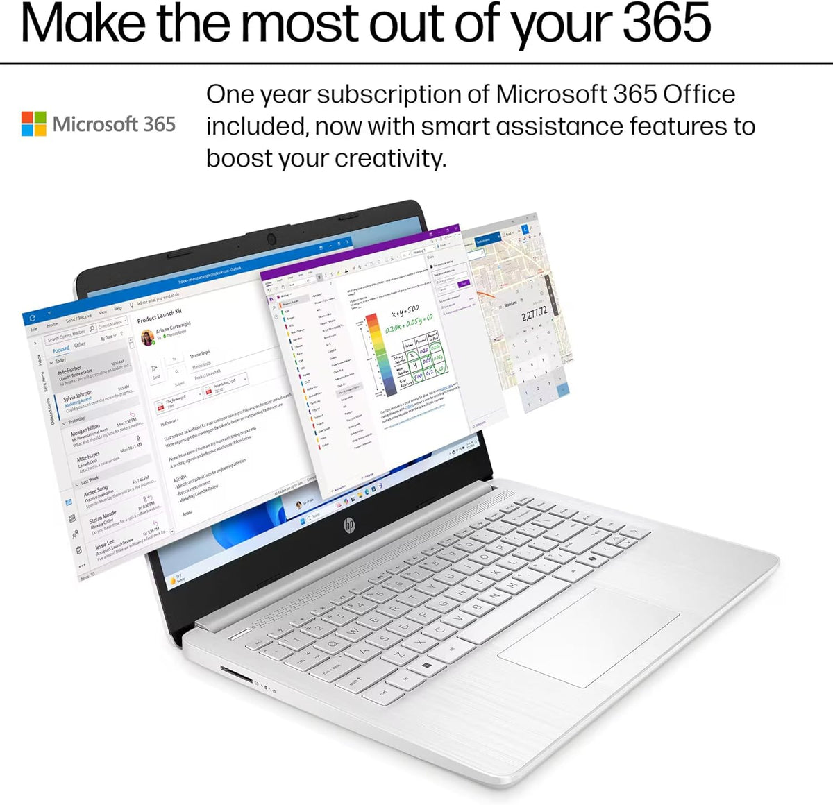 Ordinateur compact portable HP 14 2025 Ultra Léger, AI Copilot Étudiant Professionnel, Processeur Intel Quad-Core, 16 Go de RAM, 628 Go de stockage (128 Go UFS + 500 Go extensible), 1 an d'abonnement à Office 365, Autonomie de 12 heures