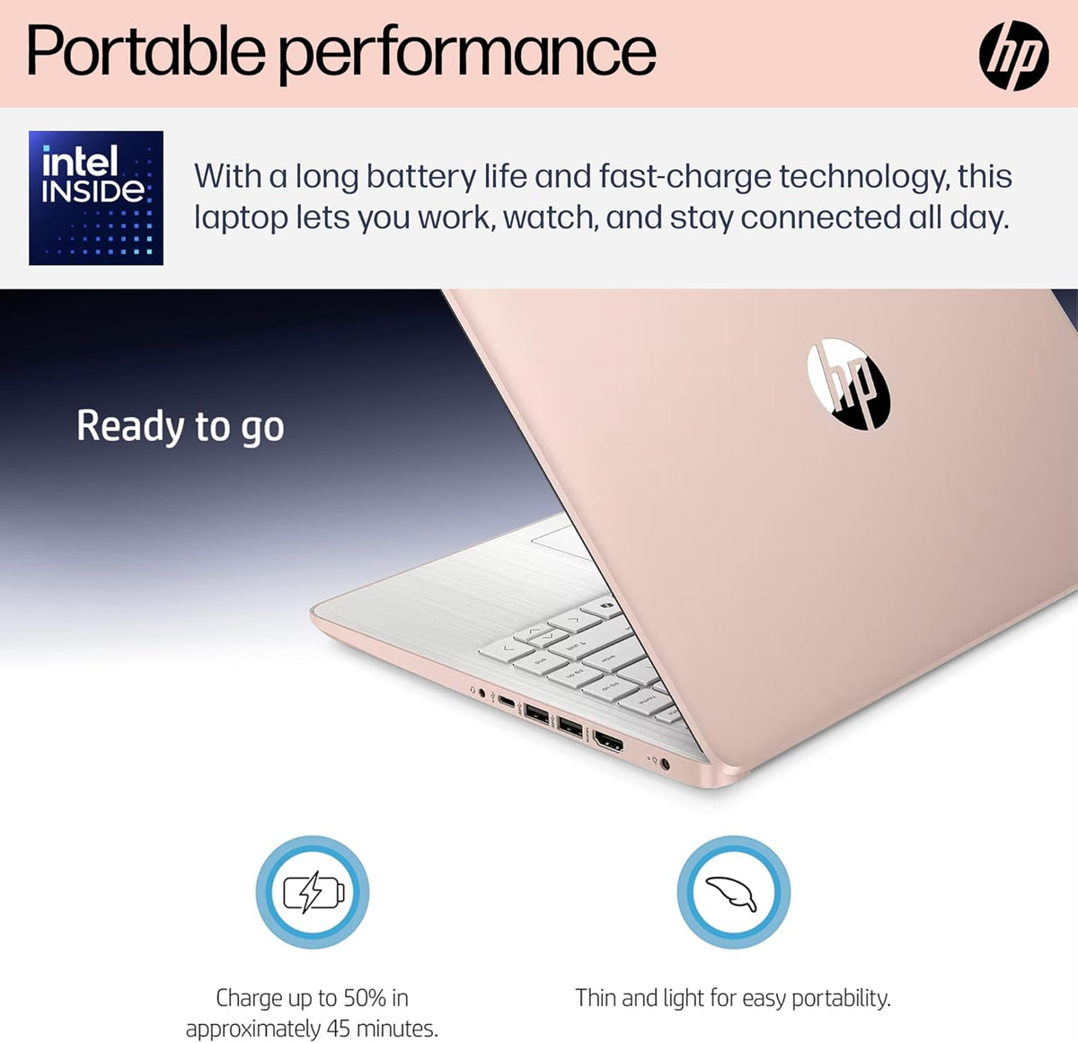 Ordinateur compact portable HP Flagship 14 pour étudiants et professionnels (2026), Windows 11 Professionnel, Copilot AI, processeur Intel jusqu'à 2,8 GHz, 8 Go de RAM, 628 Go de stockage (128 Go SSD + 500 Go d'extension), Wi-Fi 6, HubxcelAccessory