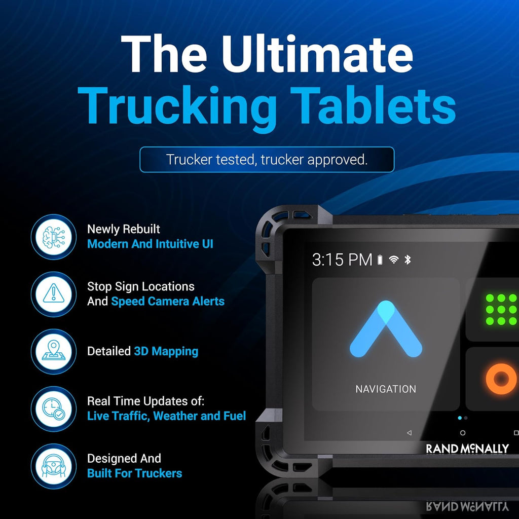 Navigateur GPS pour camions Rand McNally RANDTAB7 7 pouces doté de les meilleurs itinéraires personnalisés du secteur : Rand Navigation 2.0 doté de cartes 2025