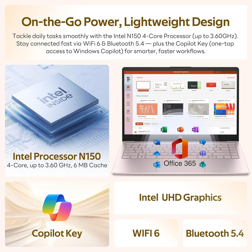 Ordinateur compact portable HP Stream 14 avec AI Copilot, modèle phare pour étudiants et professionnels, processeur Intel quadricœur de 13e génération, 4 Go de RAM, 1,12 To de stockage (128 Go UFS + station d'accueil de 1 To), Office 365, Windows 11