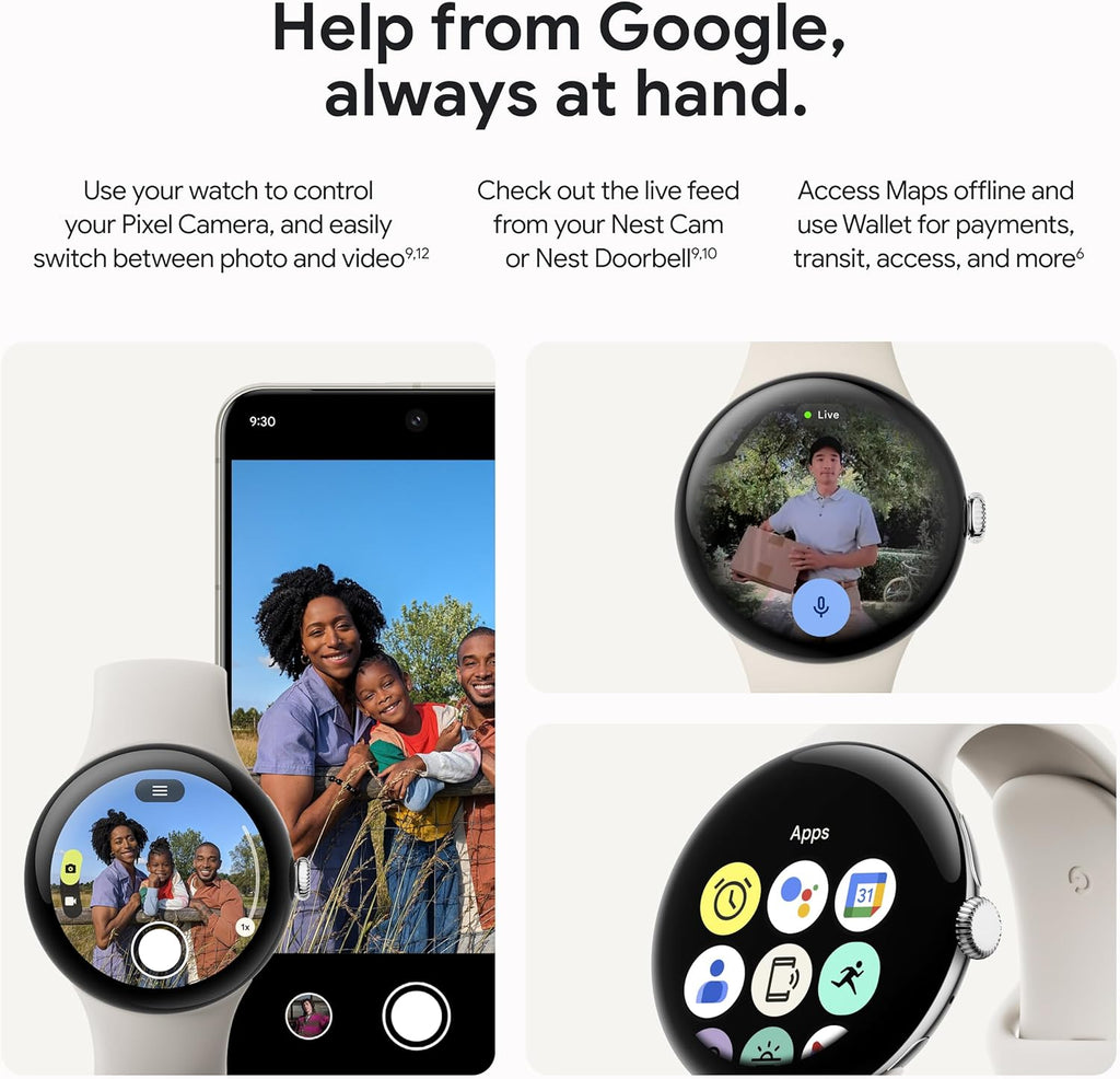 Présentation : Google Pixel Watch 3 (45 mm) Modèle 2024 - Montre connectée Android avec suivi de la fréquence cardiaque, fonctionnalités avancées de course à pied Fitbit, autonomie de 24 heures, boîtier en aluminium noir mat, bracelet en obsidienne,