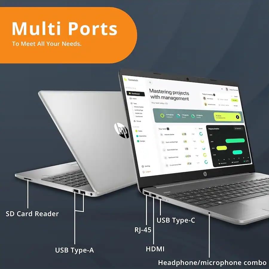 Ordinateur compact portable HP 15,6" | Édition 2026 | 16 Go de RAM | SSD 256 Go | Processeur Intel | Écran Full HD 1080p | Windows 11 | Wi-Fi 6 et Ethernet | Clavier complet | Autonomie longue durée