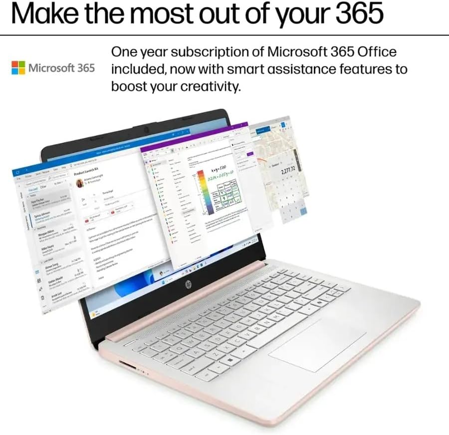 Ordinateur compact portable HP Stream 14 pour étudiants et professionnels, Microsoft Office 365, Copilot AI, 4 Go de RAM, 128 Go UFS, Intel N150 (quadricœur), Wi-Fi 6, Bluetooth 5.4, Windows 11 S (14 pouces, or rose, 128 Go, 4 Go de RAM)
