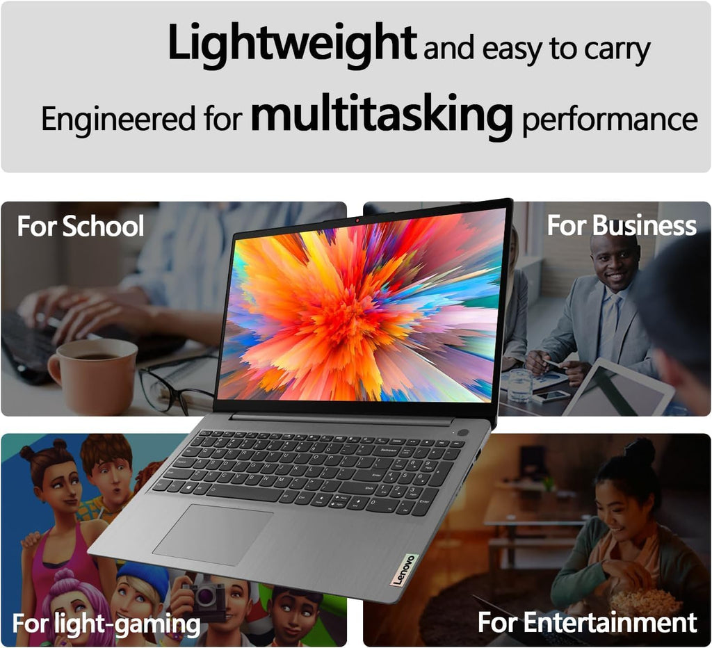 Ordinateur compact portable étudiant Lenovo IdeaPad 1 : écran FHD 15,6 pouces, processeur Intel Dual Core, 12 Go de RAM, SSD 512 Go + eMMC 128 Go, abonnement d’un an à Office 365, Wi-Fi 6, webcam, Bluetooth, lecteur de carte SD, Windows 11 Famille