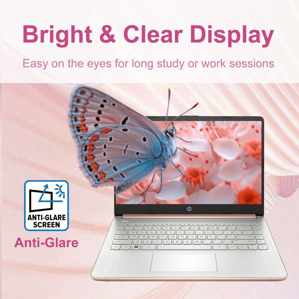 Ordinateur compact portable léger HP 14″ Blanc Flocon de Neige avec Office 365 et Copilot AI, processeur Intel, 4 Go de RAM, SSD de 64 Go + 1 To de stockage cloud