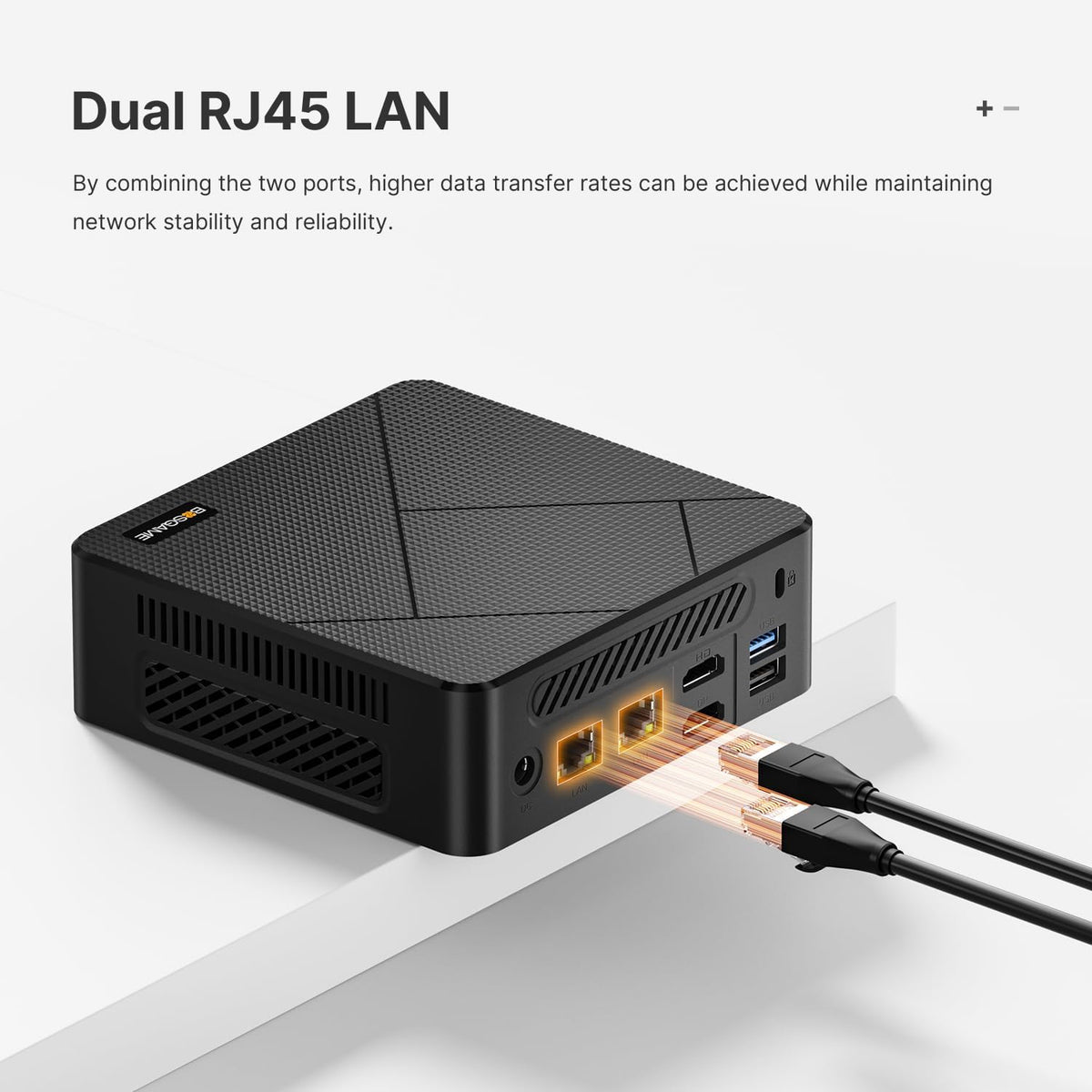 Mini PC BOSGAME E4 : mini-ordinateurs doté de processeur AMD Ryzen 5 3550H, 16 Go de RAM DDR4, SSD PCIe de 512 Go, double port RJ45, triple affichage 4K, USB-C, USB 3.2, Wi-Fi 5/Bluetooth 5.0. Ordinateurs de bureau au format compacts pour le bureau…