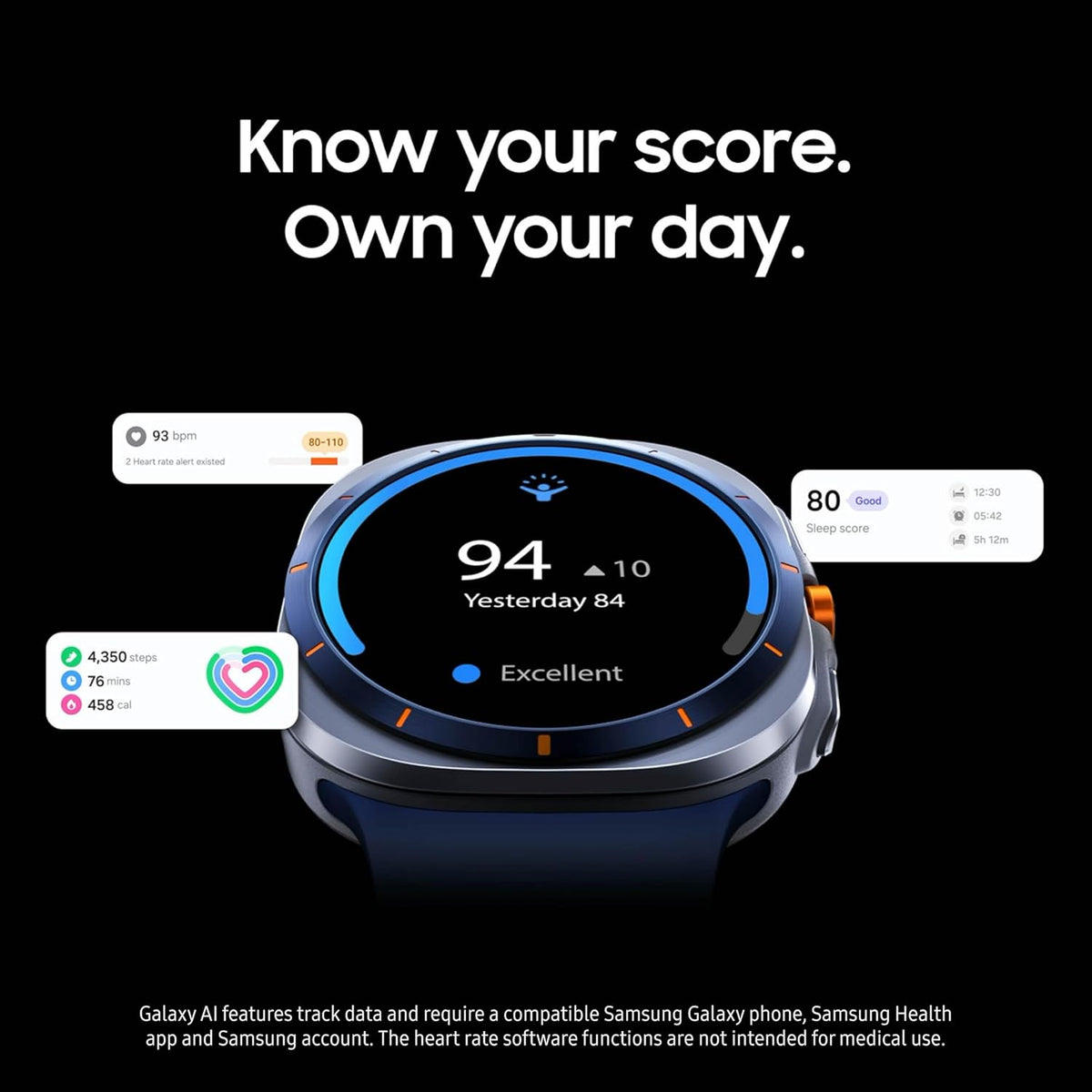 Présentation : Samsung Galaxy Watch Ultra (2025) 47 mm LTE, boîtier en titane, coaching du sommeil avancé, coaching de course, score d'énergie, suivi de la fréquence cardiaque, GPS, argent titane, version américaine, garantie 2 ans