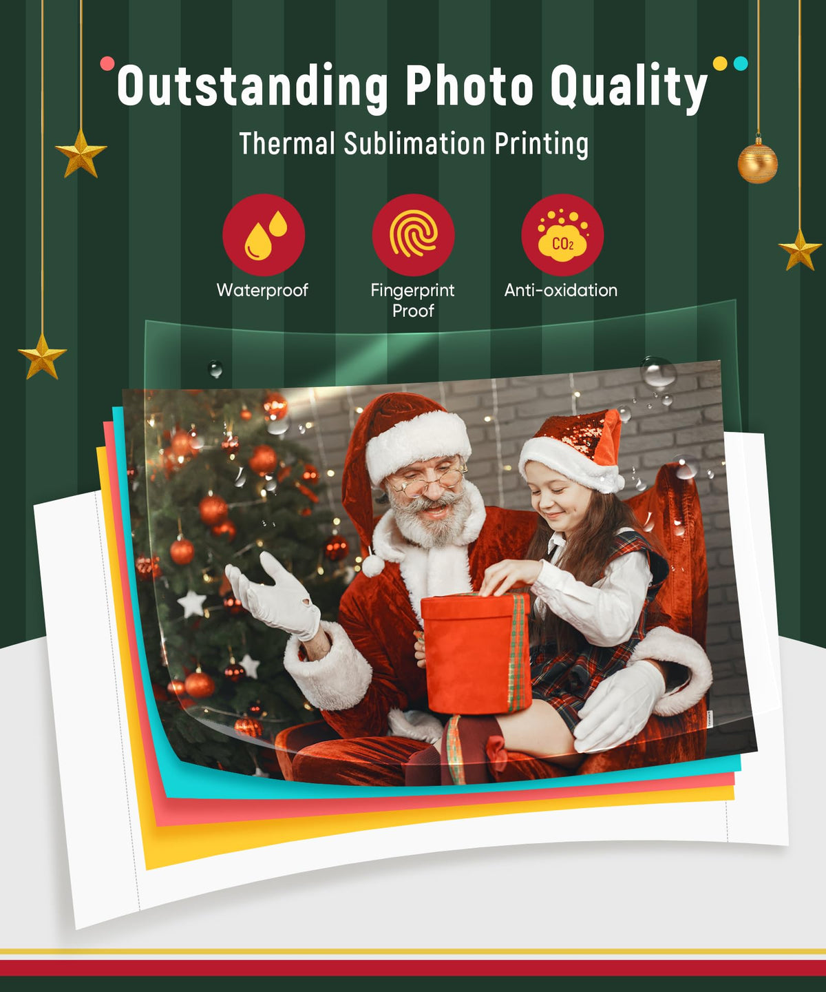 Imprimante photo Liene 46 doté de Wi-Fi, 100 feuilles, sublimation thermique, pour iPhone et Android