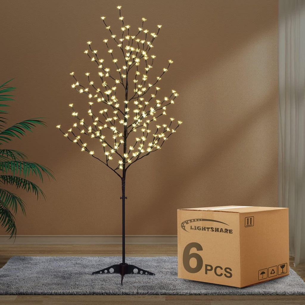 Arbre à cerisier lumineux Lightshare (6 pièces de 1,8 m, blanc chaud) – Modèle pratique