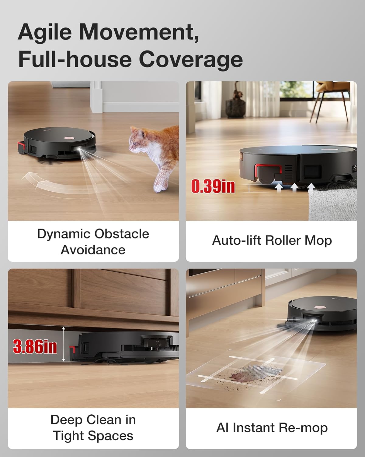 Aspirateur et laveur robot Yeedi S14 Plus, aspiration de 18 000 Pa, lavage à rouleau OZMO, ZeroTangle 2.0, capteur 3D TruEdge, station tout-en-un doté de lavage automatique à l'eau chaude et séchage automatique, noir