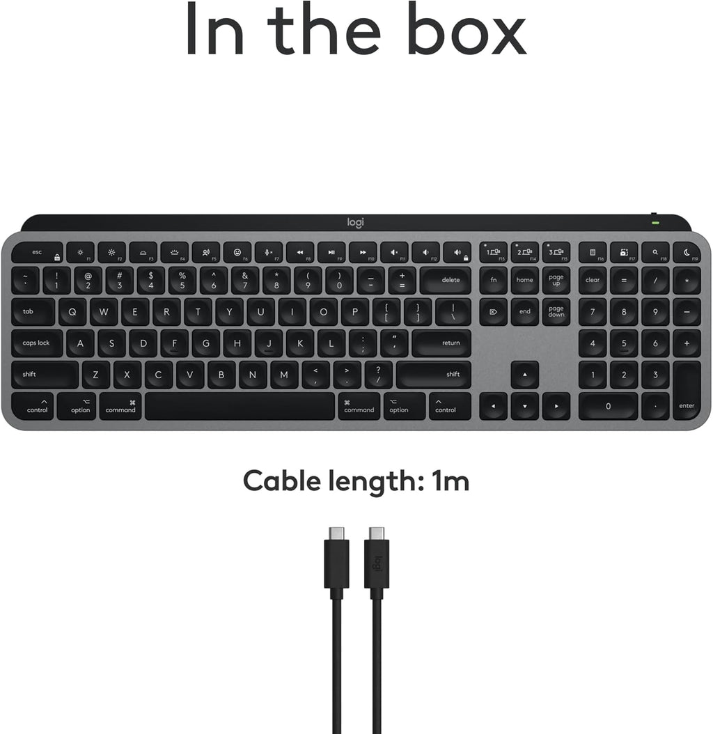 Logitech MX Keys S pour Mac, clavier sans fil, frappe fluide et précise comparable à celle d'un ordinateur compact portable, touches programmables, rétroéclairage, Bluetooth, rechargeable par USB-C pour MacBook Pro, MacBook Air, iMac et iPad - Gris