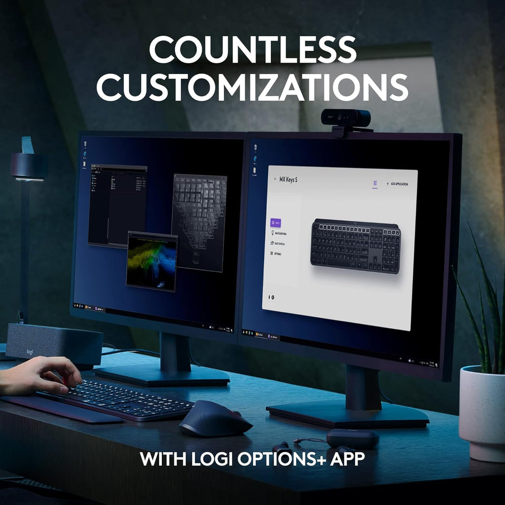 Clavier à connectivité sans fil Logitech MX Keys S, profil bas, frappe fluide, précise et silencieuse, touches programmables, rétroéclairage, Bluetooth, rechargeable par USB-C, compatible PC Windows, Linux, Chrome OS et Mac - Graphite