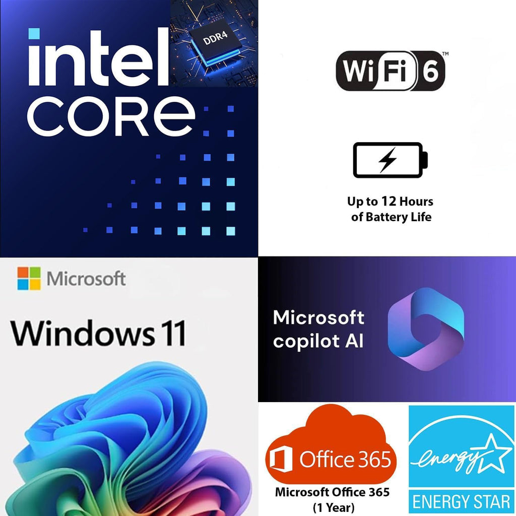 Ordinateur compact portable professionnel HP Ultrabook 15,6 pouces avec Microsoft 365 • Édition 2025/2026 • Copilot AI • Processeur Intel N200 quadricœur • 1,1 To de stockage (1 To OneDrive + 128 Go UFS) • 8 Go de RAM • Windows 11 • Sans souris