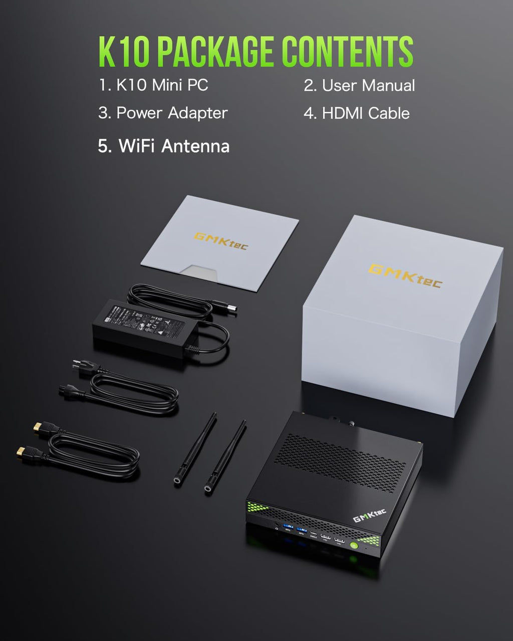 Station de travail mini PC GMKtec Intel Core i9 13900HK (14 cœurs/20 threads) allant jusqu'à 5,4 GHz, 32 Go de RAM DDR5, SSD de 1 To, 8 ports USB, COM, HDMI, DP, usage bureautique et professionnel.
