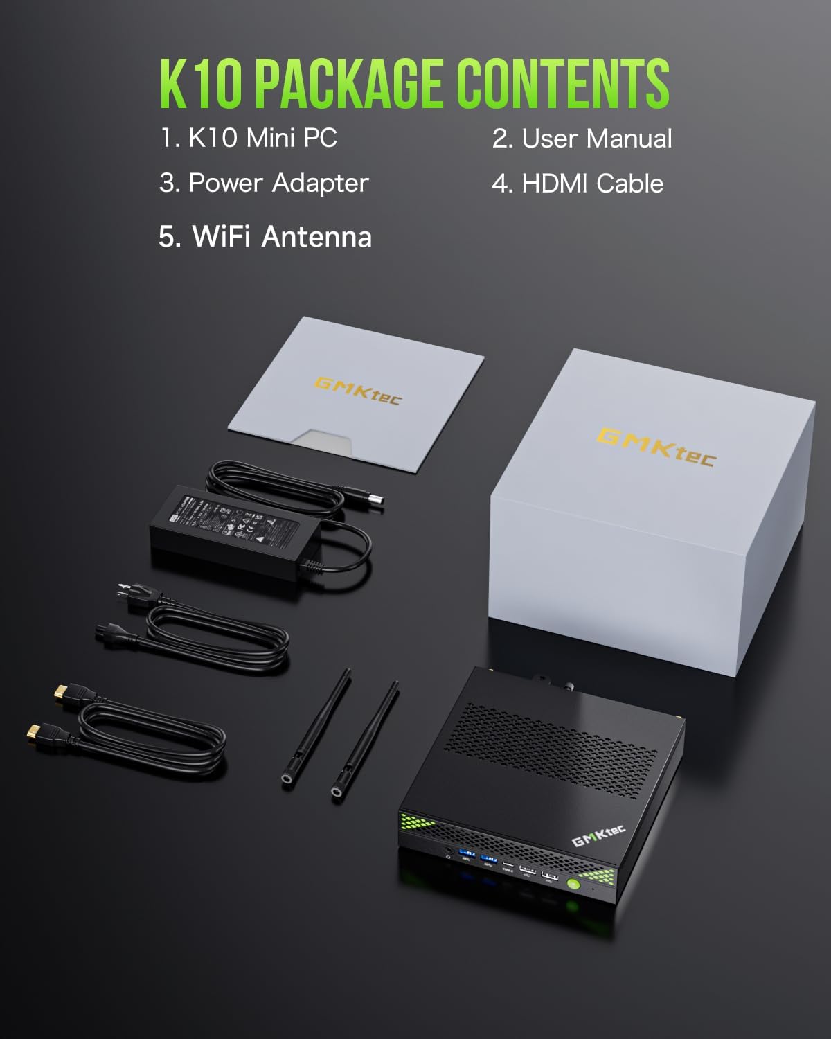 Station de travail mini PC GMKtec Intel Core i9 13900HK (14 cœurs/20 threads) allant jusqu'à 5,4 GHz, 32 Go de RAM DDR5, SSD de 1 To, 8 ports USB, COM, HDMI, DP, usage bureautique et professionnel.