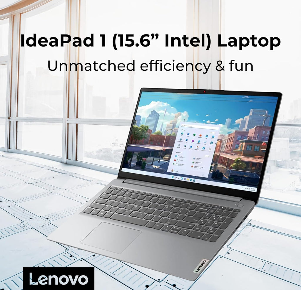 Ordinateur compact portable étudiant Lenovo IdeaPad 1 : écran FHD 15,6 pouces, processeur Intel Dual Core, 12 Go de RAM, SSD 512 Go + eMMC 128 Go, abonnement d’un an à Office 365, Wi-Fi 6, webcam, Bluetooth, lecteur de carte SD, Windows 11 Famille