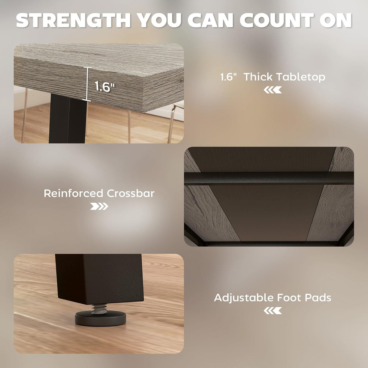 Table de salle à manger industrielle HOMCOM pour 8 personnes, table rectangulaire de 180 cm de long dotée de grand plateau et pieds en acier, gris vieilli