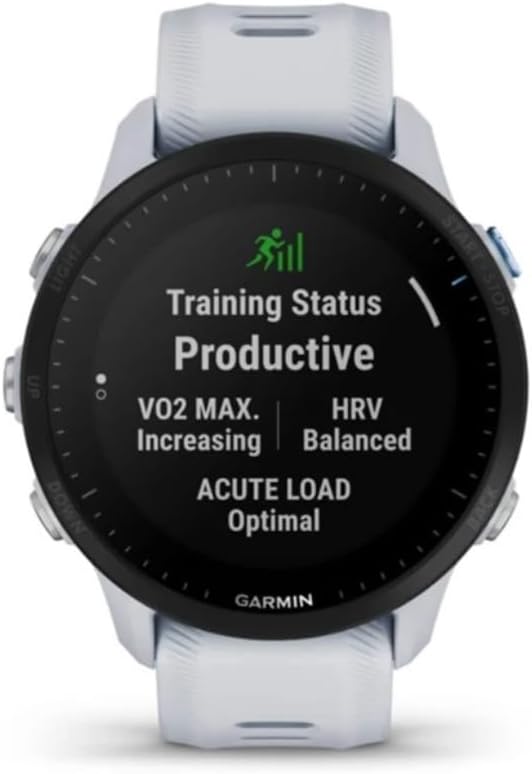 Présentation : Montre connectée GPS de course à pied Garmin Forerunner® 955, conçue pour les triathlètes, batterie longue durée, Whitestone